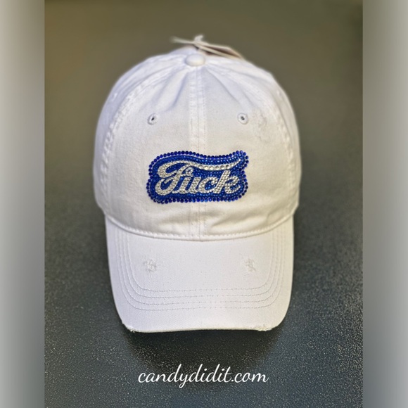 Fun! Handmade Four Letter Word Bling Ponytail Ball Cap By Candy Did It! - Picture 1 of 11